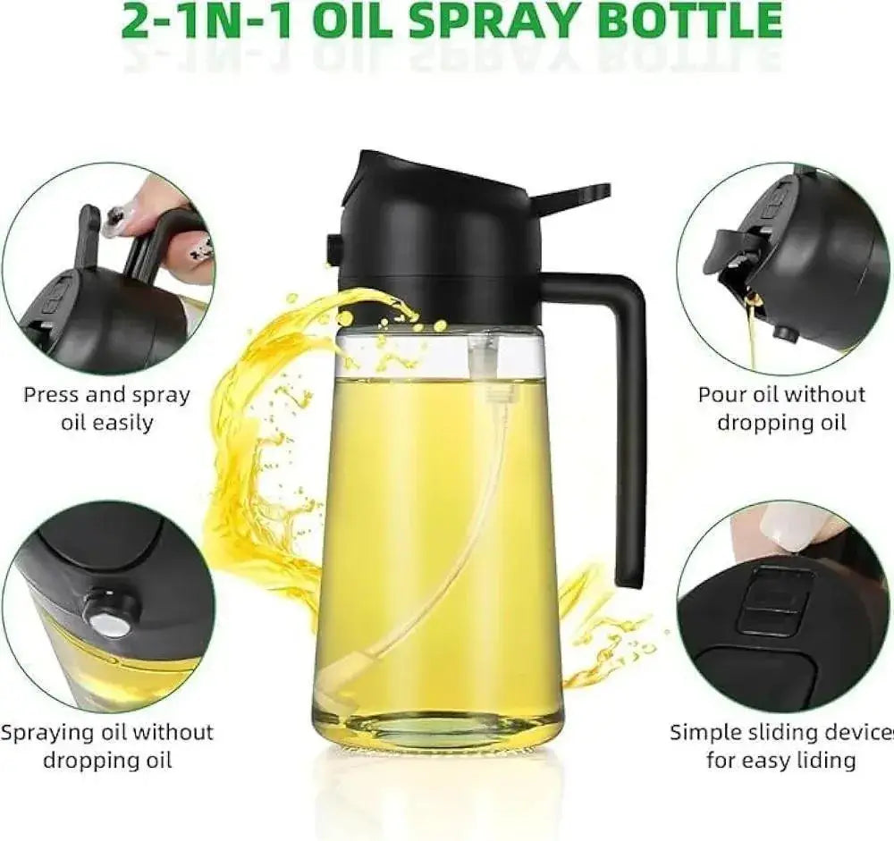 2-in-1 Oil Spray & Pour Bottle | Glass Oil Dispenser for Cooking, BBQ, Air Fryer & Kitchen Use