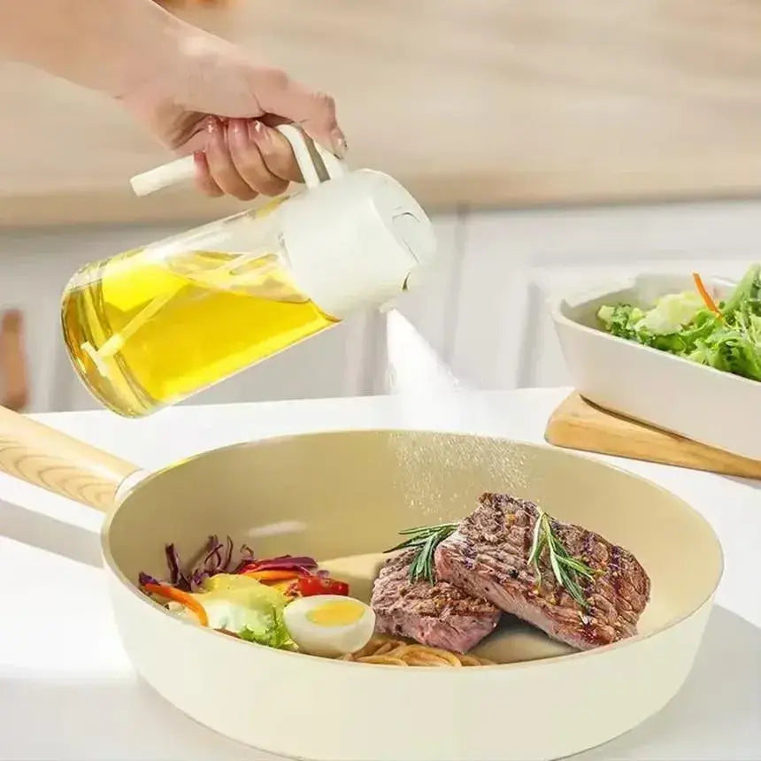 2-in-1 Oil Spray & Pour Bottle | Glass Oil Dispenser for Cooking, BBQ, Air Fryer & Kitchen Use