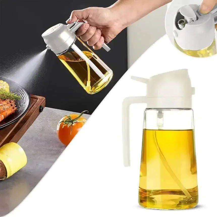 2-in-1 Oil Spray & Pour Bottle | Glass Oil Dispenser for Cooking, BBQ, Air Fryer & Kitchen Use