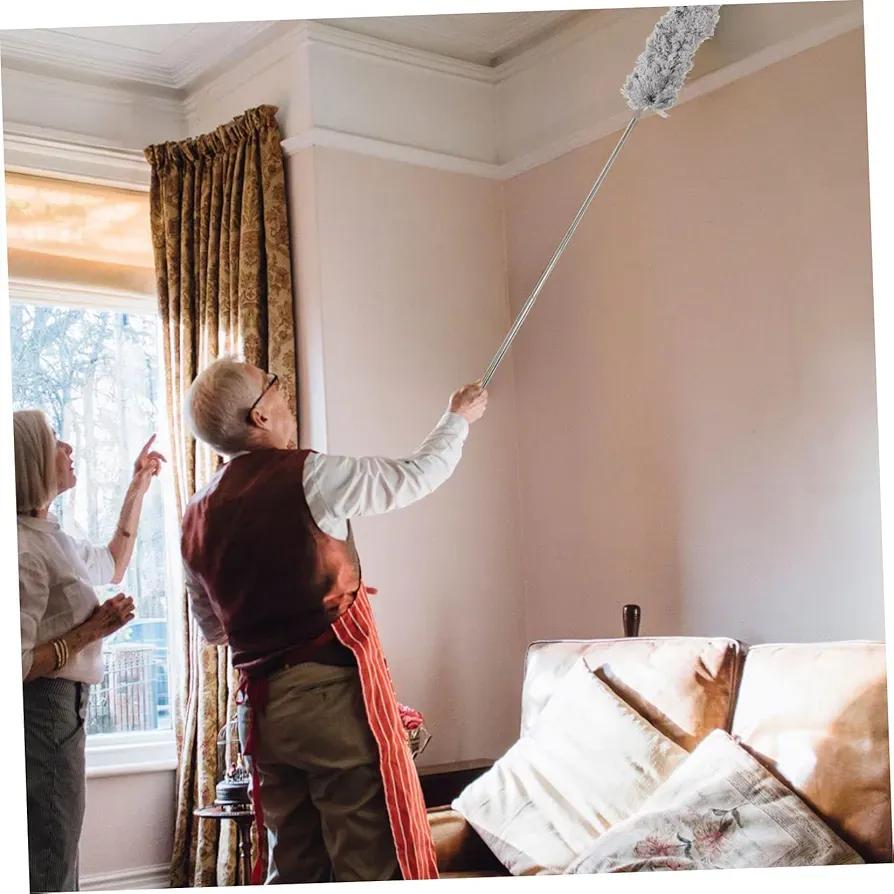 Microfiber Ceiling Duster with Extendable Metal Handle | Washable Dust Cleaning Brush for Ceiling Fans, Walls & High Corners