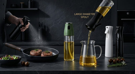 2-in-1 Oil Spray & Pour Bottle | Glass Oil Dispenser for Cooking, BBQ, Air Fryer & Kitchen Use